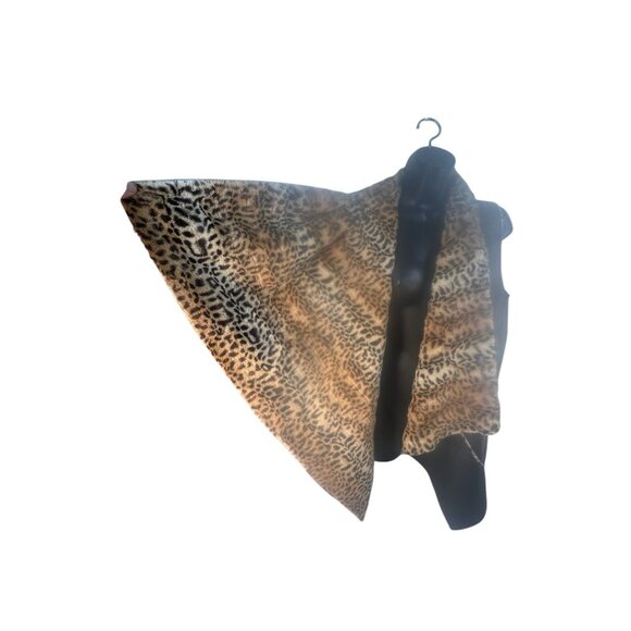 Dolce Cabo Women's faux brown leather/faux fur‎ leopard drape vest L - Picture 9 of 10